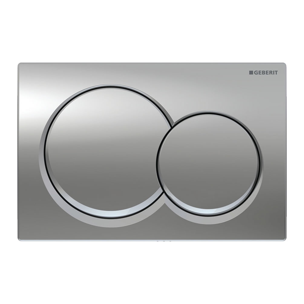 Cutout image of Geberit Alpha01 Round Bright Chrome Dual Flush Plate